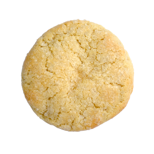 a round golden sugar cookie sprinkled with sugar